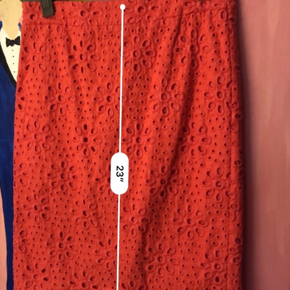 JCrew Pencil Skirt Orange Eyelet Size 2 - Picture 6 of 7